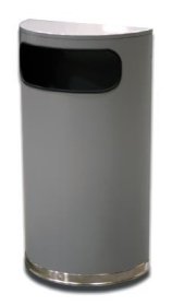 Half Round Trash Can Silver Metalic Side Waste Entry 9 gallon